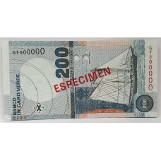 CAPE VERDE 2005 . TWO HUNDRED 200  ESCUDOS . SPECIMEN BANKNOTE